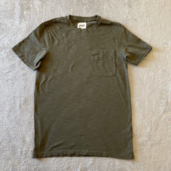 Pact Other - Pact Shirt Mens Small Green Pocket Tee Organic Cotton Casual Classic Basic